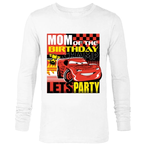 Disney and Pixar’s Cars Mom of the Birthday Champ Party - Long Sleeve T-Shirt for Men - Customized-White