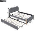 thumbnail image 5 of DreamBuck Full Size Upholstered Platform Bed Frame with Trundle, Modern Bed Frame with Cloud Shaped Headboard and Wood Supporting Feet, Full Size Bed Frame for Kids, Boys, Girls, No Box Spring Needed, 5 of 9