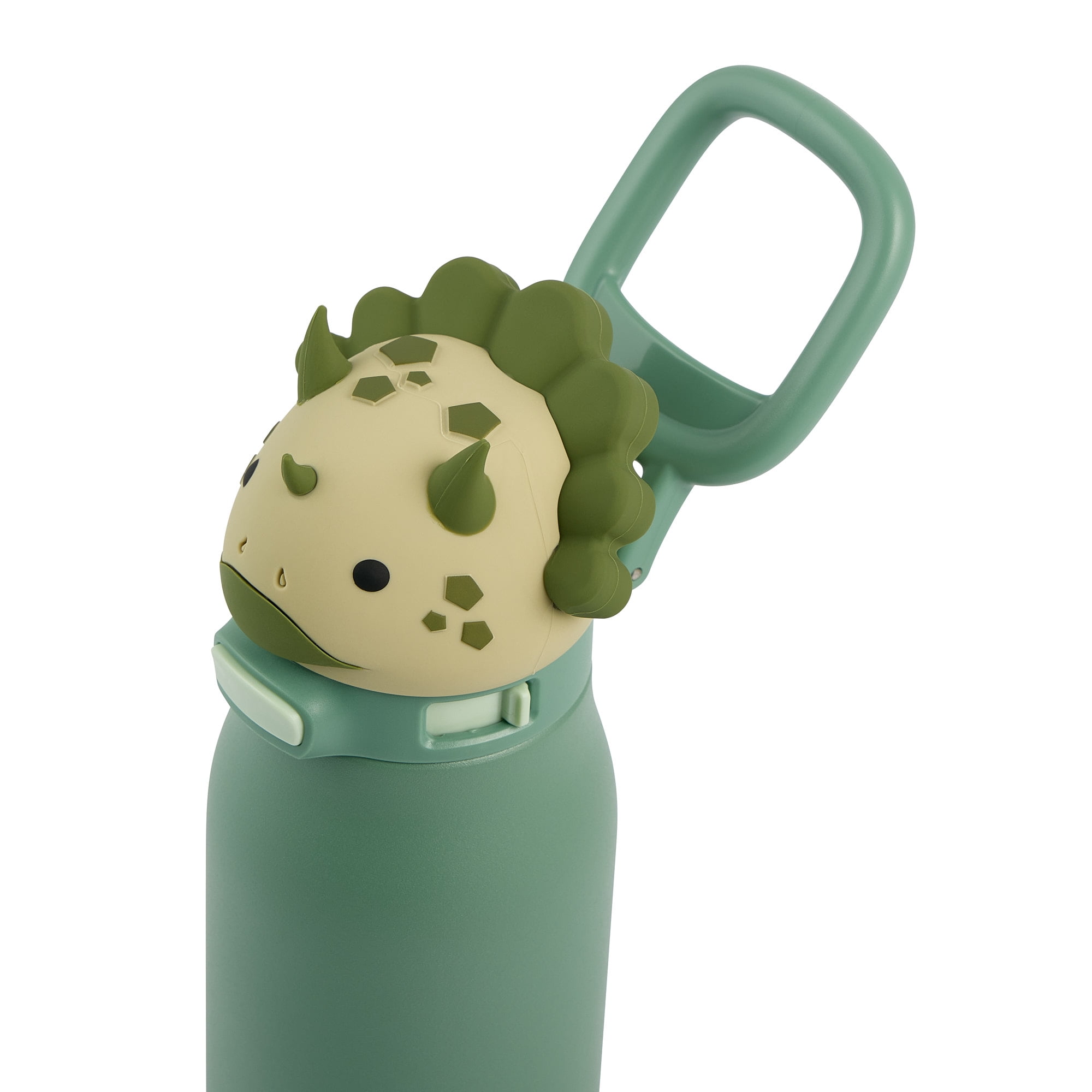 Aqua Pals 14oz Green Water Bottle with Interchangeable Dino, Alien & Shark Heads