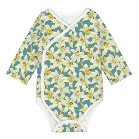 

Coaee Lilies Flowers for Soft Cotton Baby Long-Sleeve Bodysuit Girls Boys Bodysuit Romper