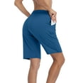 thumbnail image 2 of Charmo Women Bermuda Shorts with Pockets Athletic Knee Length Workout Biker Shorts, 2 of 7