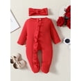 thumbnail image 2 of Bagilaanoe Newborn Baby Girls One-pieces Letters Print Long Sleeve Footies Jumpsuit + Headband 3M 6M 12M Infant Zipped Romper Casual Clothing, 2 of 9