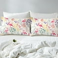 thumbnail image 4 of Kawaii Pink Flamingo Fitted Sheet Full Size,Cute Flamingo Flower Bedding Set,Watercolor Floral Bottom Sheets Animal Print Bed Set 3Pcs （No Top Sheet）, 4 of 6