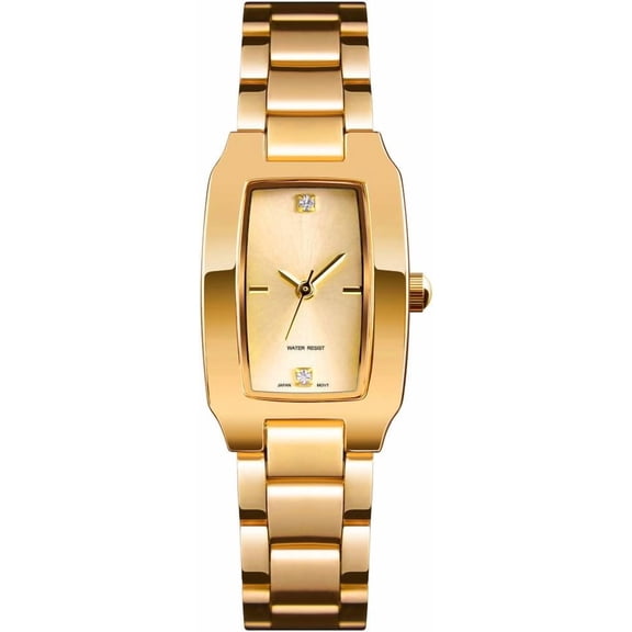 Square Watches for Women, Women's Wristwatches, Ladies Waterproof Stainless Steel Analog Small Dainty Gold Watch for Women