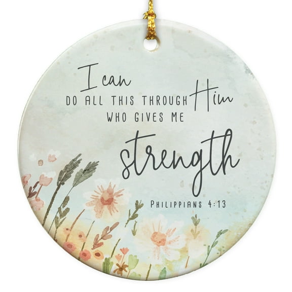 I Can Do All Things Religious Christmas Round Disc Ornament
