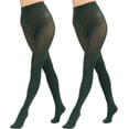 thumbnail image 1 of 2 Pairs Women's Solid Color Tights 80D, Soft Opaque Microfiber Tights, 1 of 2