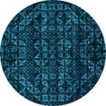 thumbnail image 1 of Ahgly Company Machine Washable Indoor Round Abstract Light Blue Modern Area Rugs, 8' Round, 1 of 4