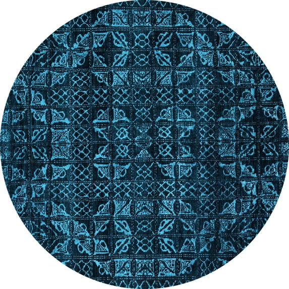 Ahgly Company Indoor Round Abstract Light Blue Modern Area Rugs, 7' Round