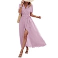 thumbnail image 1 of Vestido PRETTYGARDEN XXL Lunares Rosa Blanco Cruzado Cuello en V Maxi, 1 of 8