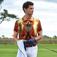 thumbnail image 2 of Kdxio Maple Leaf Meditating Fox Print Men's Short Sleeve Polo Shirt,Midweight Men's Shirt, 2 of 5