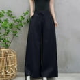 thumbnail image 6 of Casual High Waisted Pants for Women Solid Color Long Pants Cotton Linen Straight Trousers Palazzo Comfortable Autumn Outfit Solid Color Trousers Casual Daily Office Wear, 6 of 7