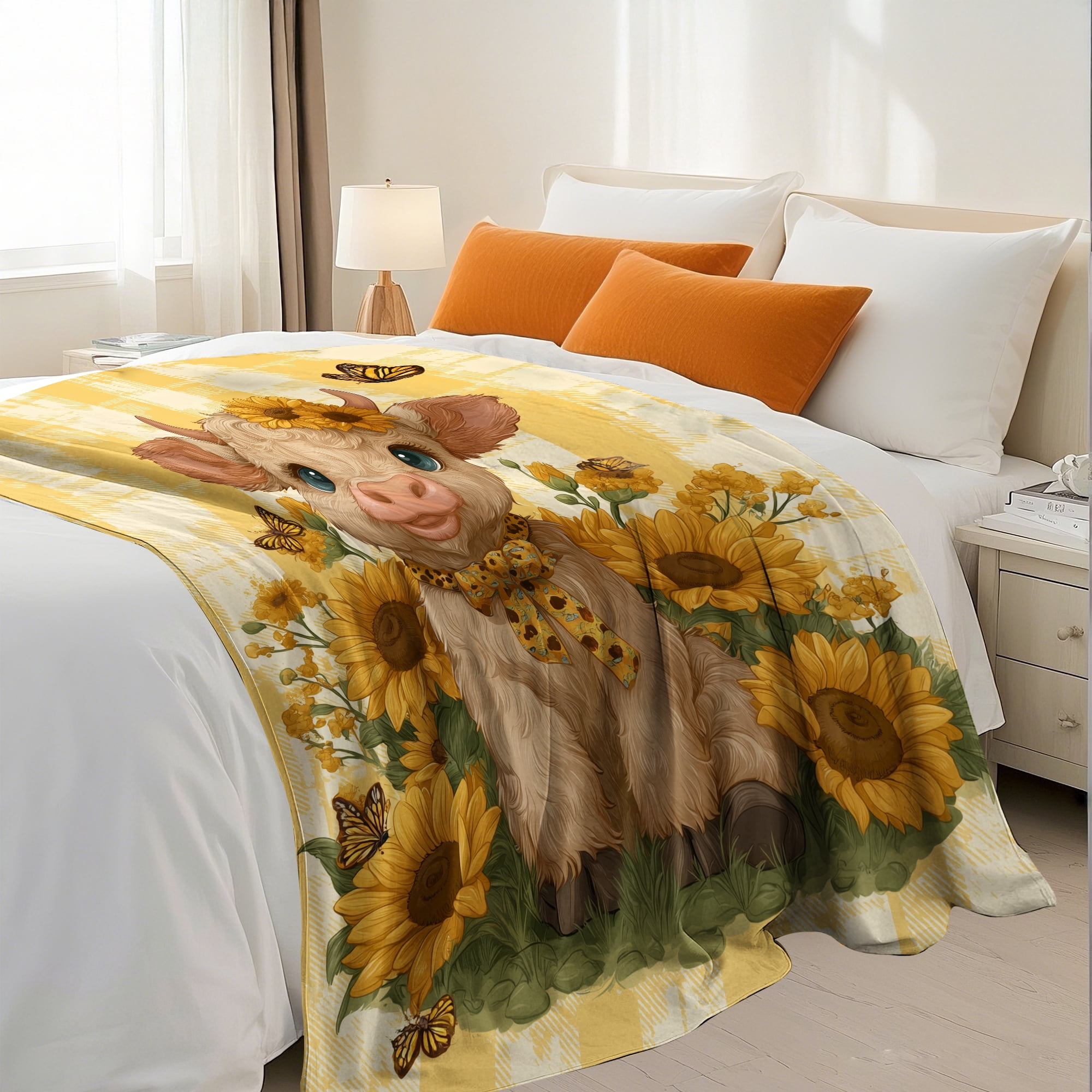 Flannel Fleece Throw Blanket, Soft Large Throw Blanket, Lightweight Cozy Plush Throw Blanket Fit Sofa Bed, 30"x40", Plateau Cattle