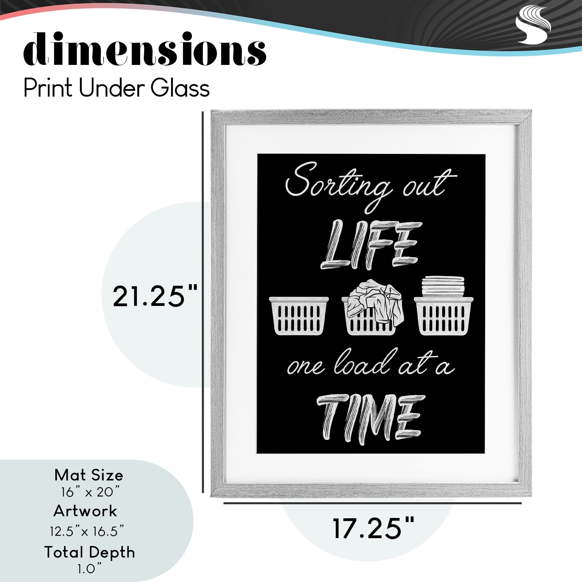 Sorting Out Life Laundry Gray Framed Print Under Glass, design by Marcus Prime