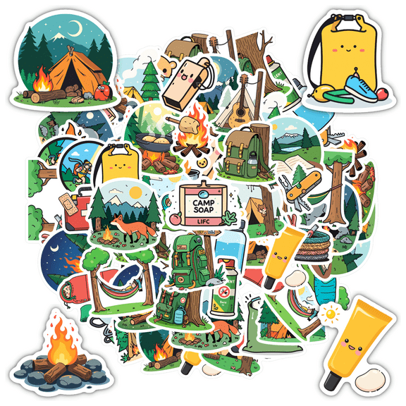 Adventure Stickers Camping Stationery Stickers Hiking Waterproof Stickers for Laptops Notebooks Suitcases