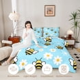 thumbnail image 3 of Erosebridal Bohemian Bug Bee King Size Comforter Sets,Retro Floral Comforters King Size,Blue White,Polkadot Reversible,3 Pieces,1 Comforter and 2 Pillowcases, 3 of 7