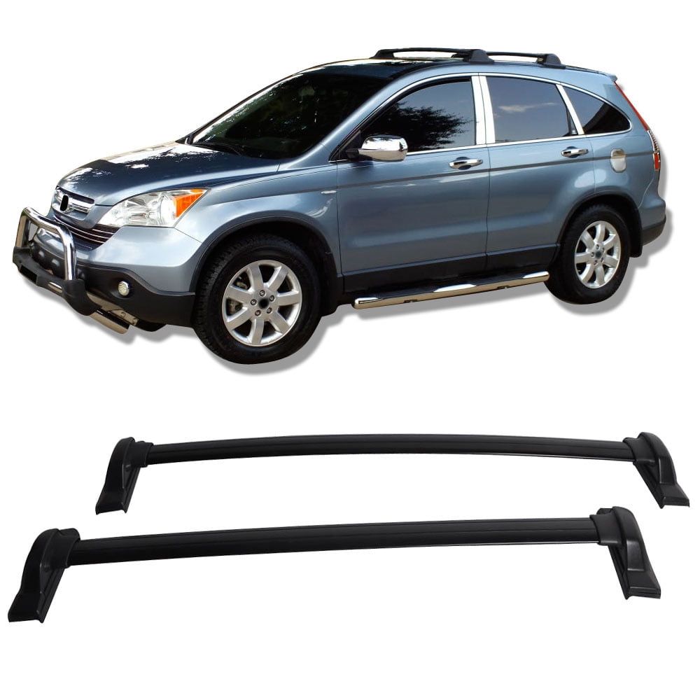 Ikon Motorsports Compatible with 07-11 Honda CRV OE Factory Style Roof Rack Cross Bar Black 2Pc