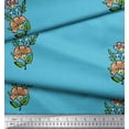 thumbnail image 2 of Soimoi Polyester Crepe Fabric Leaves & Floral Block Printed Fabric 1 Yard 42 Inch Wide, 2 of 3