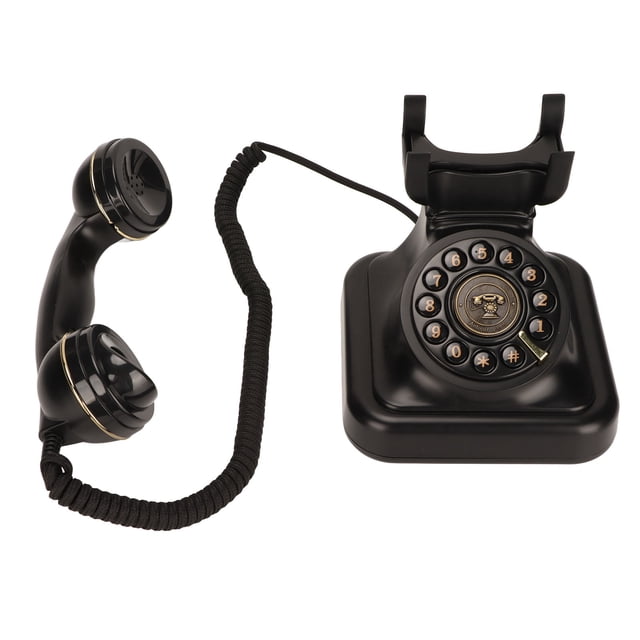 Teléfono fijo vintage con botón de disco, teléfono retro con cable para decoración del hogar y la oficina