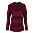 thumbnail image 7 of Oplxuo Basic Long Sleeve Striped Shirts for Women Casual Crewneck Pullover Tops Stylish Colorblock Sweatshirt, 7 of 7