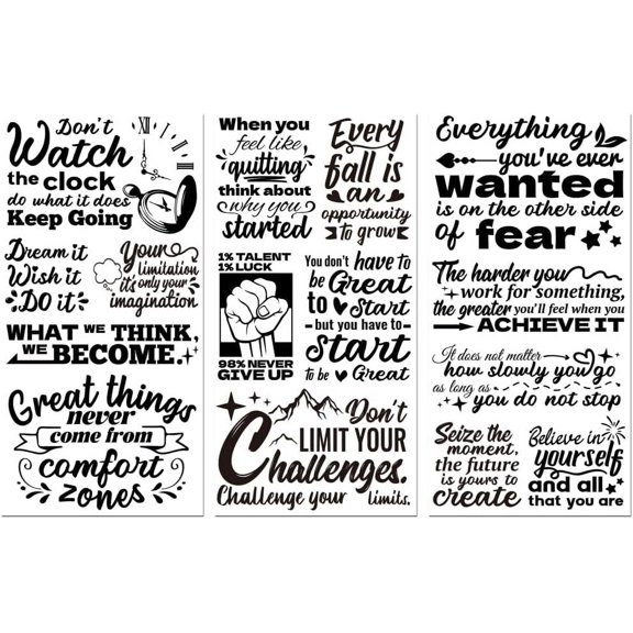 1 Set Rub on Transfer Sticker for Furniture Crafts Decor 6"x12" Encourage Statement Inspirational Word 3Pcs Waterproof UV DTF Transfer for Drawer Dresser Glass Porcelain Wood Plastic Wall