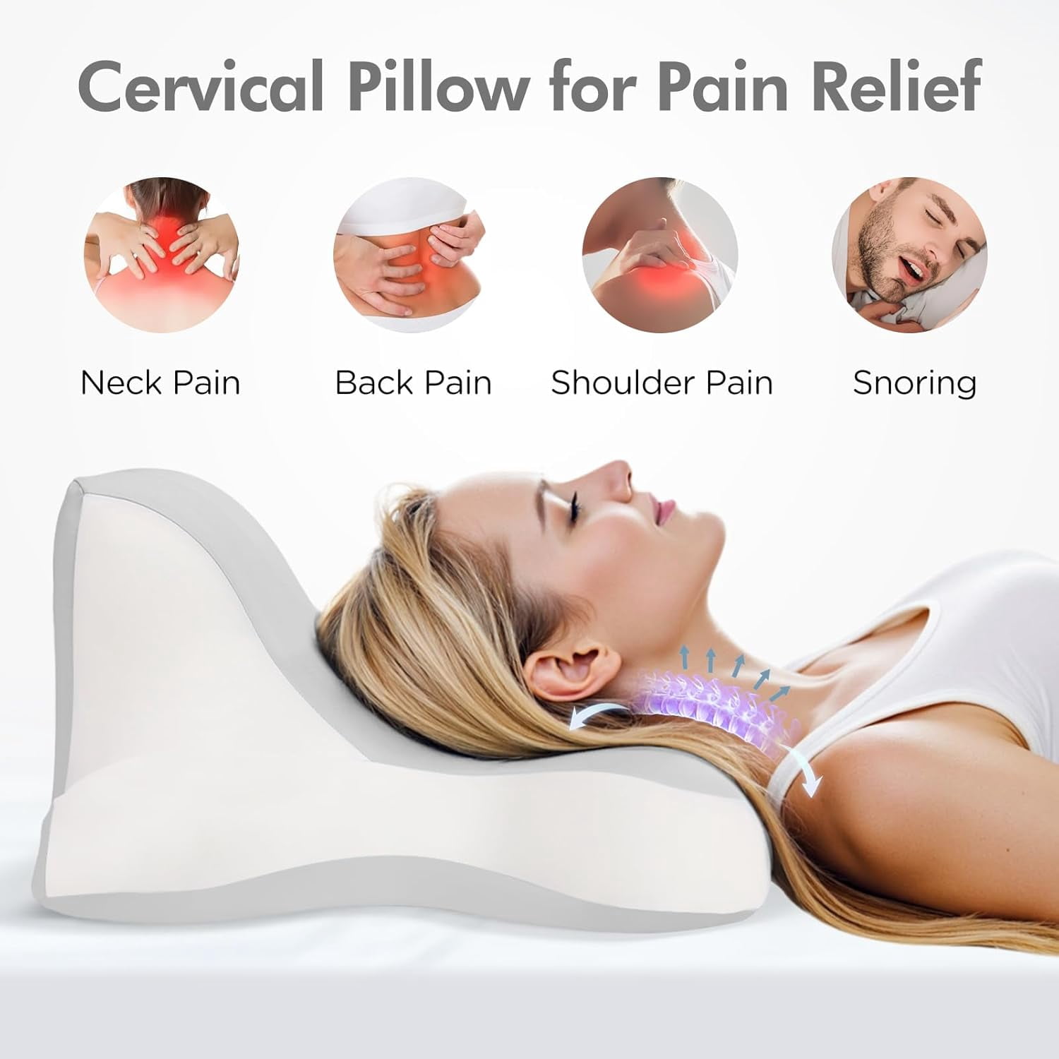 Aorsher Wedge Pillow for Reading and Sleeping, Contour Memory Foam Bed Wedge for Pain Relief, Multi-Use Support Cushion for Snoring, Sitting Up in Bed, Maternity Belly & Prone Position