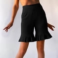 thumbnail image 3 of Tsesme Women's Ruffle Hem Shorts, Summer Knee Length Slim Yoga Flared Pants,Stretch High Waisted Athletic Casual Shorts with Pockets,Black,XXL, 3 of 9