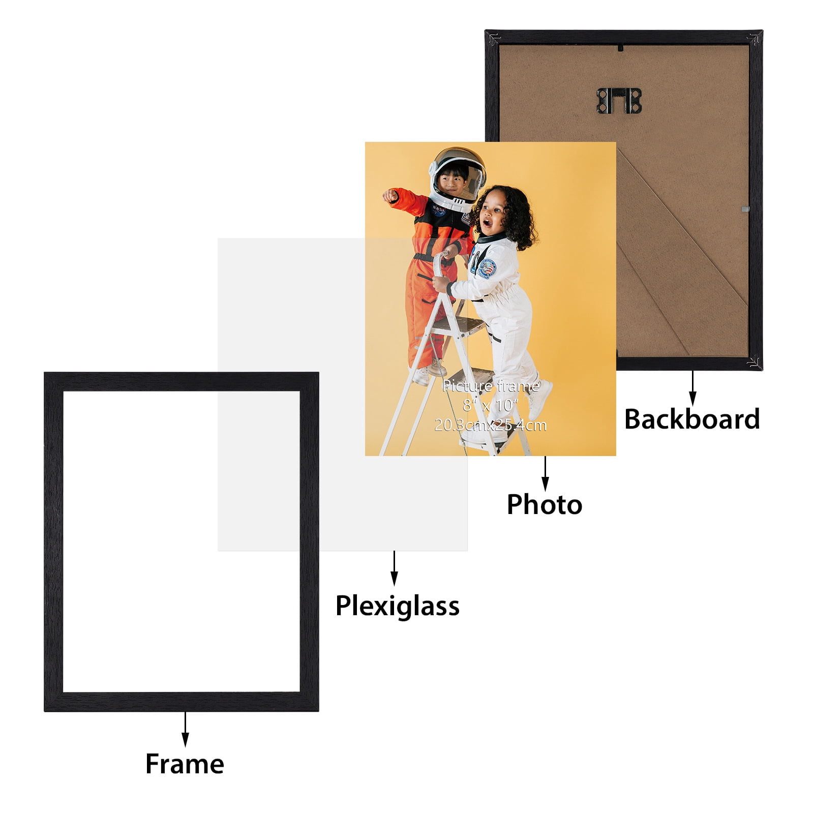 8x10 Picture Frames Set of 15, Black 8 by 10 Photo Frame for Wall or Tabletop Display