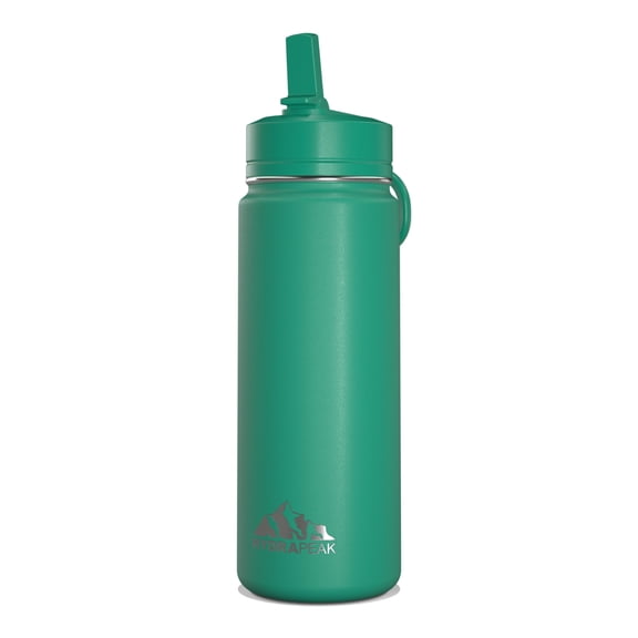 Hydrapeak Mini 20oz Kids Water Bottle w/Straw Lid | Stainless Steel Double Wall Insulated | Leak-Proof and Spill-Proof | Cold for 24 Hrs | Kelly Green