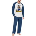 thumbnail image 2 of Mens Halloween Pajama Set Raglan Long Sleeve Cartoon Skull Graphic Top Drawstring Elastic Waist Straight Leg Pants Casual Home Loungewear, 2 of 6