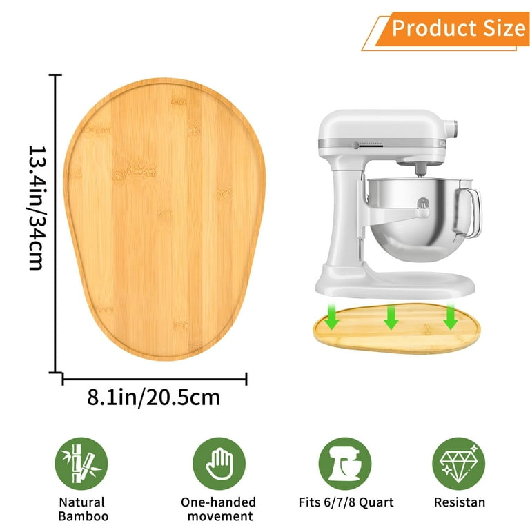 Bamboo Mixer Slider For KitchenAid Stand Mixer 5.5-8 QT – Easy Slide Mat Protects Countertops
