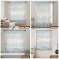 thumbnail image 5 of Blue Beige Farmhouse Sheer Curtains 45 Inch Length, Light Filtering Voile Curtain Panel, Vintage Wooden Striped Rod Pocket Drapes Window Treatments for Living Room Bedroom 52"x45", 5 of 9