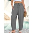 thumbnail image 6 of SHOWMALL Women's Plus Size Wide Leg Balloon Pants, Loose Fit Baggy Lantern Trousers with Pockets, Gray 3X Breathable Elastic Drawstring Waist Casual Pants for Summer Beach Travel Vacation, 6 of 8