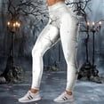 thumbnail image 5 of COMVALUE Women's Halloween Pumpkin Skulls Printed Ankle Elastic Tights Legging Halloween White Size M, 5 of 7