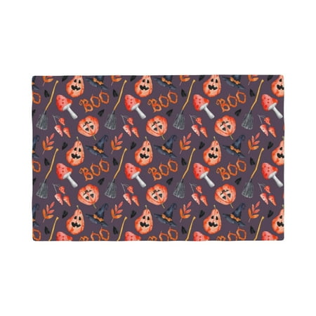 

Table Placemats Set of 4 - halloween background holiday 12x18 In Faux Linen Double Heat Resistant Place Mats Cloth Indoor/Outdoor Placemats Washable Table Mats for Dining Kitchen Party