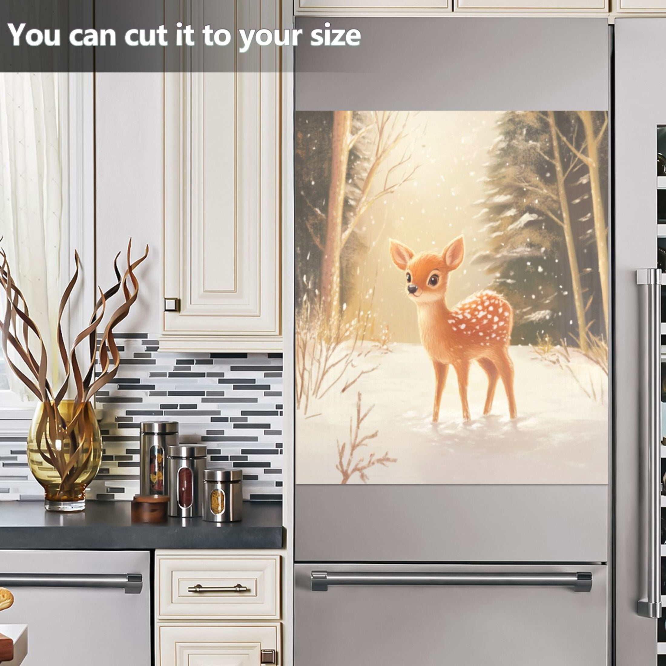 Dishwasher Magnetic Sticker 23x26 Inch Refrigerator Magnetic Sticker Washing Machine Magnetic Sticker Kitchen Panel Magnetic Sticker Home Decor Christmas Snow Deer