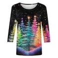thumbnail image 4 of Gamivast Holiday Tops for Women Dressy Plus Size Crew Neck Santa Claus Graphic Tees Casual 3/4 Sleeve T Shirts Cute Holiday Xmas Trees Tops Fashion Trendy Party Blouses, 4 of 5