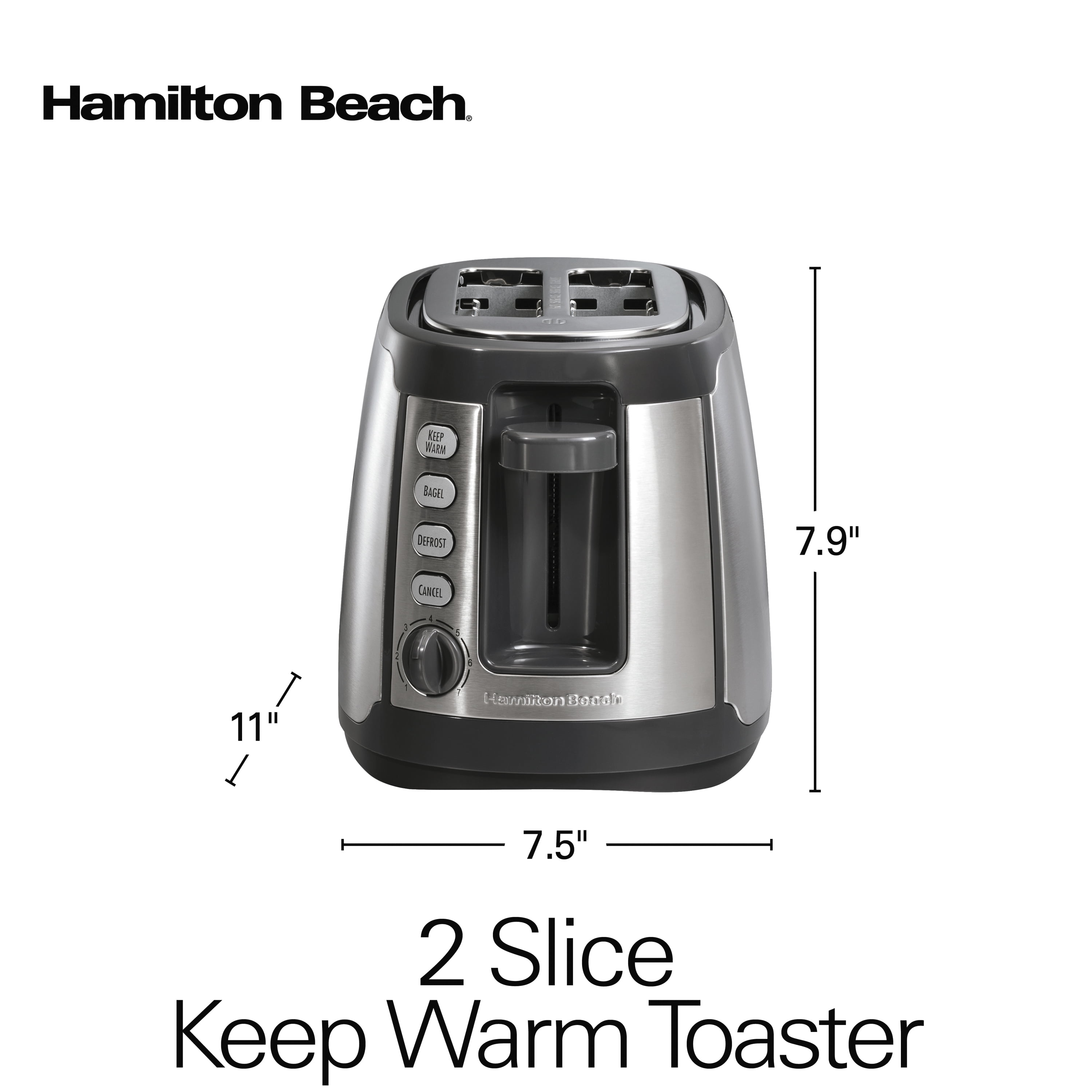 Hamilton Beach Modern Chrome 2 Slice Extra Wide Slot Toaster with Bagel and  Defrost Settings, Shade Selector, Toast Boost, Slide-Out Crumb Tray