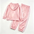 thumbnail image 6 of OYXSER Girls 2 Piece Plaid Lounge Set Cropped Hoodie and Sweatpants Jogger Pants Activewear Outfit, Pink 13-14Y, 6 of 9