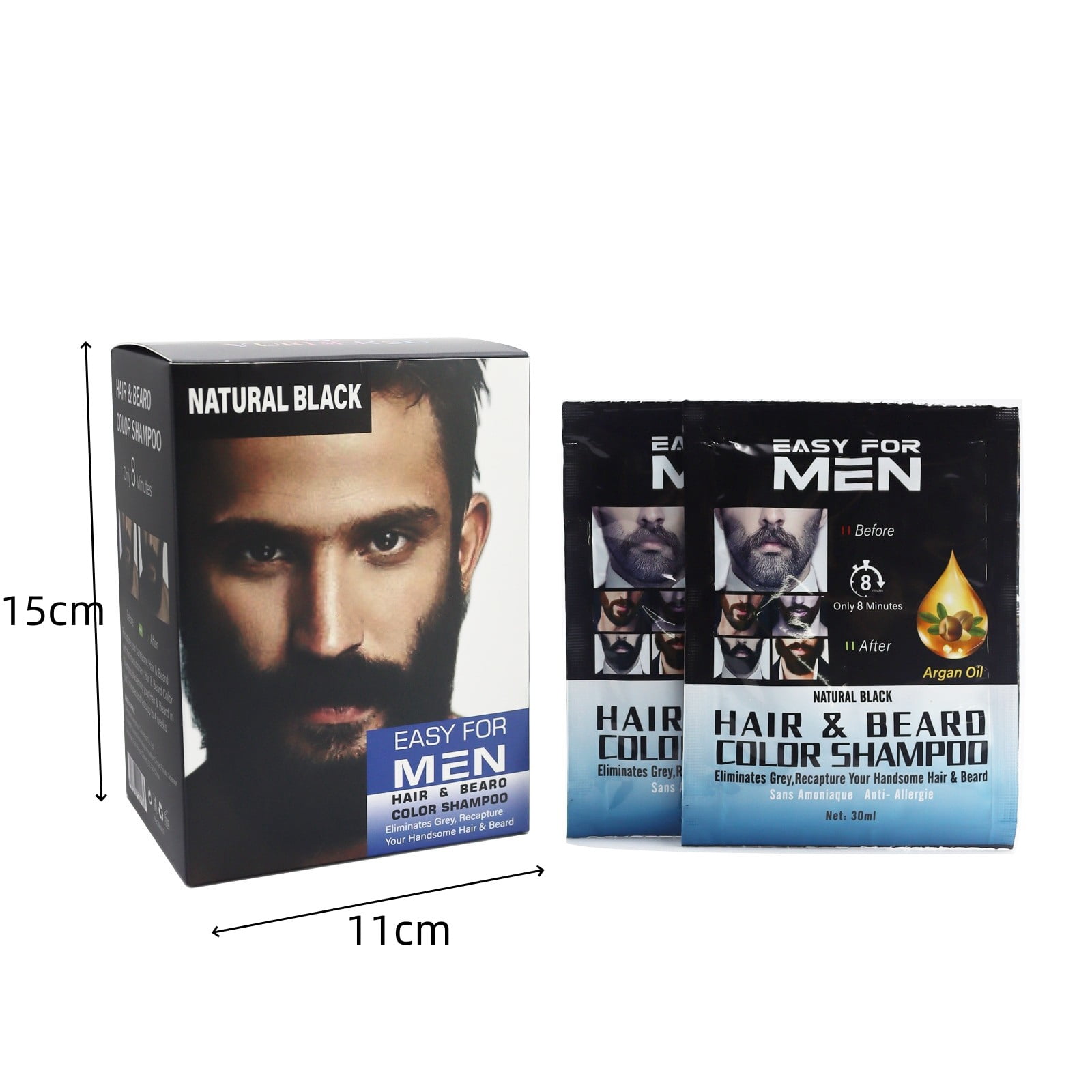 Men Beard Dye For Men With Brush Included For Easy Application With Aloe And Coconut Oil For Facial Hair