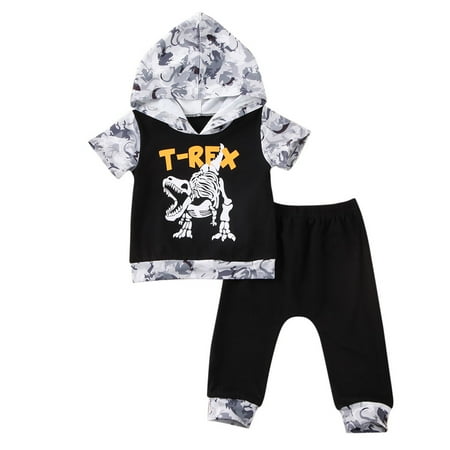 

Carolilly 2Pcs Baby Boys Camouflage Print Short Sleeve Hooded T-shirts and Harem Pants Casual Outfit 0-24M