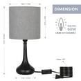 thumbnail image 6 of Set of 2 Modern Bedroom Nightstand Lamp with Black Base and Gray Fabric Shade by Oumilen, 6 of 6