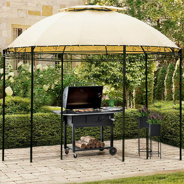unse Mælkehvid Horn Outdoor Shade Gazebos Barbecue Canopy Double Tiered Outdoor BBQ Grill U  shapeTent Canopy Detachable - Walmart.com