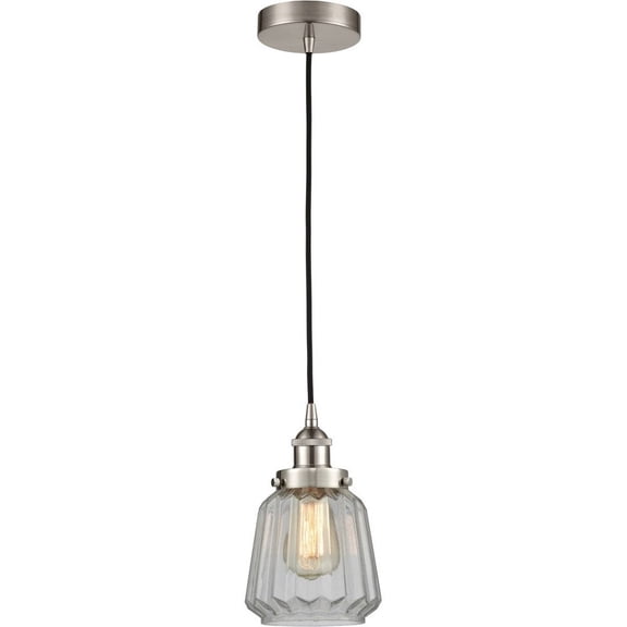 616-1PH-SN-G142 Innovations Lighting Chatham - 1 Light Mini Pendant In Art Deco Style-11 Inches Tall and 7 Inches Wide-Brushed Satin Nickel