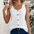 thumbnail image 2 of Bovemsi Women's Tanks & Camis 2025 New Ribbed Tank Top Round Neck Button Knitted White Camisole, 2 of 6