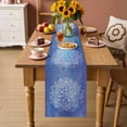 thumbnail image 2 of Boho Flowers Table Runner - 60 Inch Long Blue Floral Bohemian Vintage Country Cotton and Linen Blended Dress Scarves Farmhouse Table Runner for Kitchen Dining, Coffee Table, 13" x 60", 2 of 8