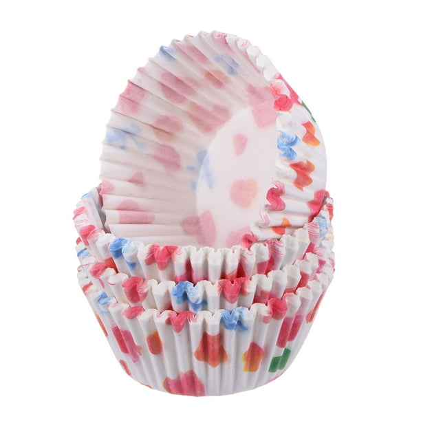 100 Contadores de Forros para Cupcakes Corazón Rosa Tazas para Cupcakes Tamaño Estándar Forros para Muffins Papeles para Hornear