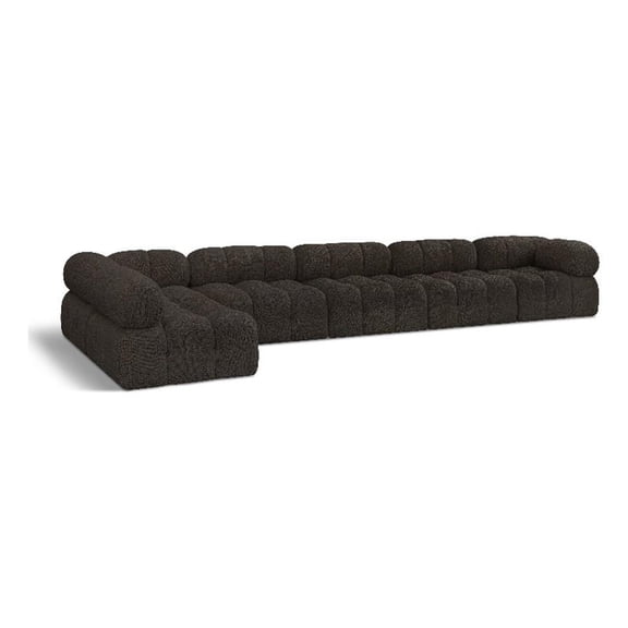 Meridian Furniture Ames Brown Boucle Fabric Modular Sectional