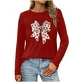 thumbnail image 2 of BLTIBY Valentine Shirts for Women Love Heart Sweater Fashion Casual Crewneck Long Sleeve Pullover Sweatshirts Blouse Valentines the Day Tops Red M, 2 of 5