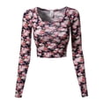 thumbnail image 1 of FashionOutfit Women's Floral Prints Lightweight Long Sleeve Crop Top, 1 of 3