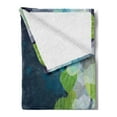thumbnail image 2 of Navy Soft Flannel Fleece Throw Blanket, Sketchy Abstract Blossoms Flowers with Leaves on Grunge Backdrop, Cozy Plush for Indoor and Outdoor Use, 50" x 70", Pale Green Navy Blue, by Ambesonne, 2 of 5